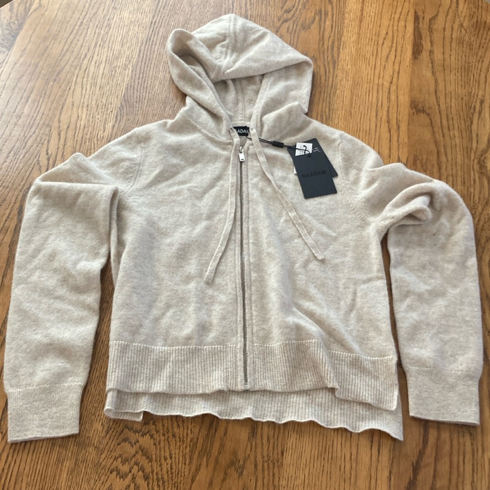 Naadam Cashmere Cropped Zip Up Hoodie